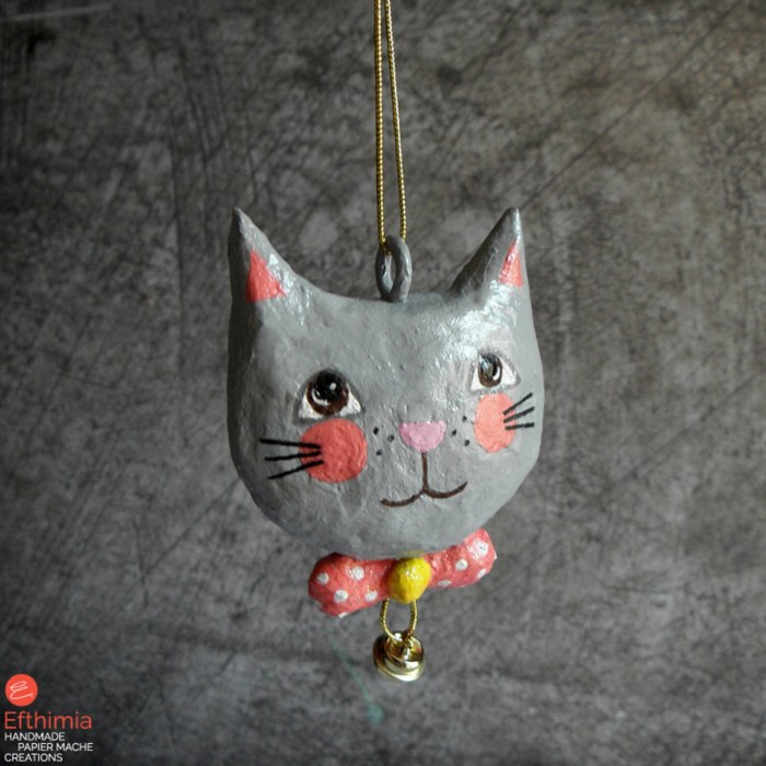 Gray cat christmas ornament