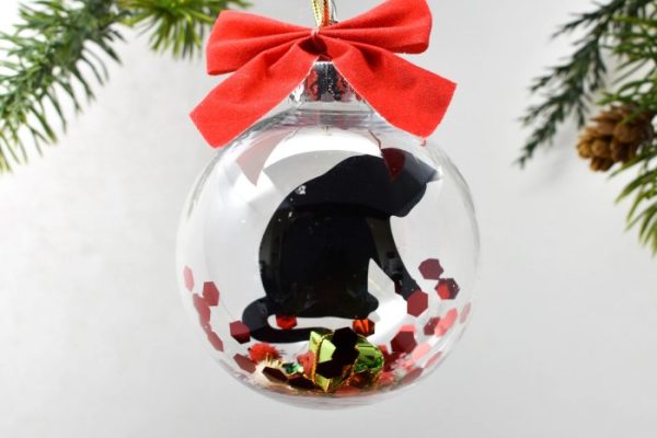 Gray cat christmas ornament